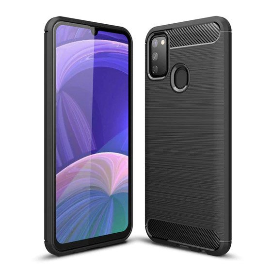 Carbon Case Flexible Cover TPU Case for Samsung Galaxy M30s / Galaxy M21 black
