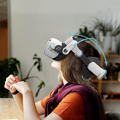 BoboVR M2+ strain relief strap for Meta Quest 2 VR goggles - white and black