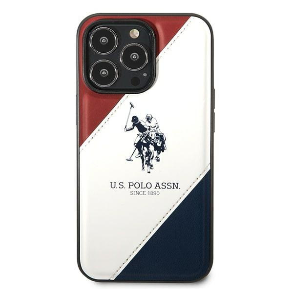 US Polo USHCP14LPSO3 iPhone 14 Pro 6,1&quot; weiß/weiß mit dreifarbiger Prägung