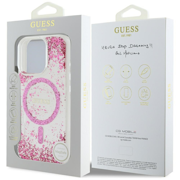 Guess HC Resin Bottom Glitter MagSafe Case for iPhone 16 Pro Max - Pink