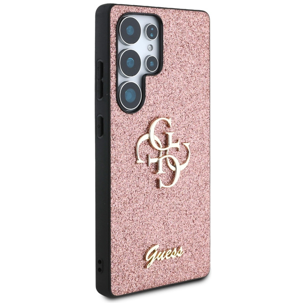 Guess Fixed Glitter Big 4G Metal Logo Hülle für Samsung Galaxy S25 Ultra rosa