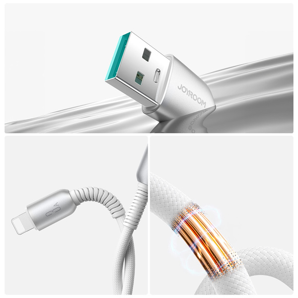 Joyroom S-A51 Cutting-Edge Series 3A USB-A - Lightning Kabel 1,2m - hellgrau