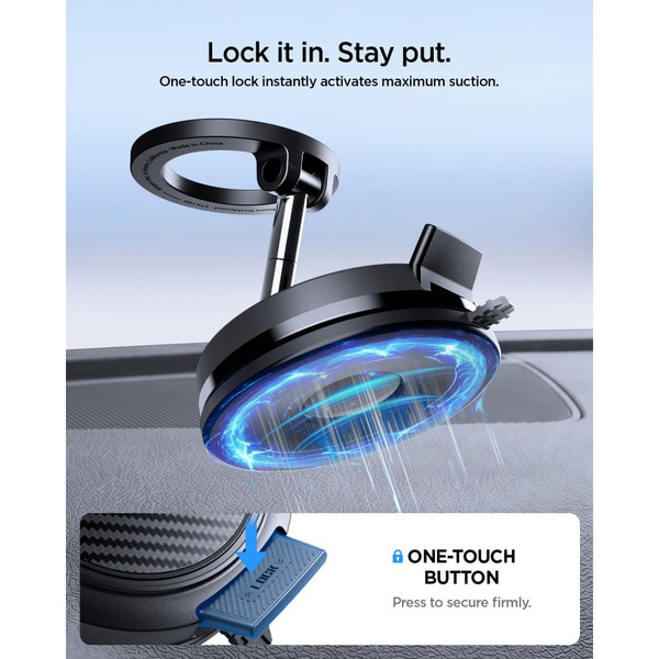 Uchwyt samochodowy Spigen STK100 VacuumLock MagSafe - czarny