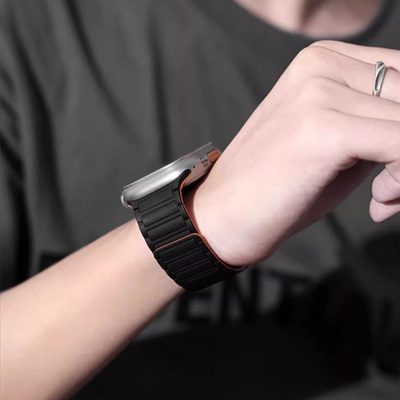 Tech-Protect IconBand Magnetic Strap for Apple Watch 4 / 5 / 6 / 7 / 8 / 9 / SE / Ultra 1 / 2 (42/44/45/49 mm) - Titanium Orange