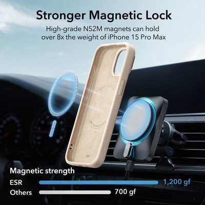 Etui ESR Cloud Kickstand Halolock z MagSafe na iPhone 15 Pro Max - beżowe