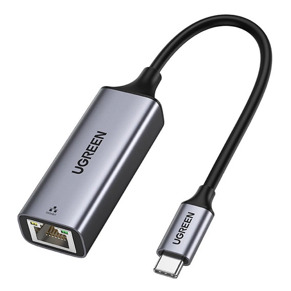 Ugreen externer Netzwerkadapter RJ45 - USB Typ C (1000 Mbps / 1 Gbps) Gigabit Ethernet grau (CM199)