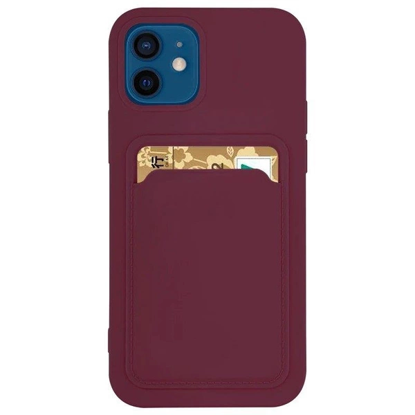 Card Case Silicone Wallet Case with Card Slot Documents for Samsung Galaxy A42 5G Burgundy
