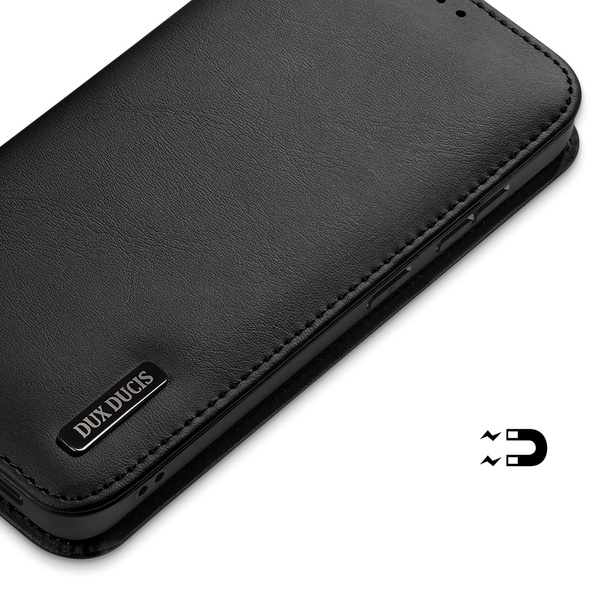 Dux Ducis Hivo Samsung Galaxy S25 Edge Hülle mit Klappdeckel und RFID-Schutz - Schwarz