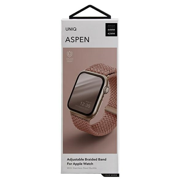 Pasek UNIQ Aspen Braided na Apple Watch 1/2/3/4/5/6/7/8/SE/SE2 44/42/45mm - różowy