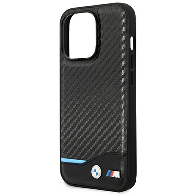 Hülle BMW BMHCP14L22NBCK iPhone 14 Pro 6.1 &quot;schwarz / schwarzes Leder Carbon