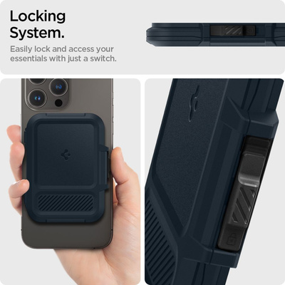 Etui Spigen Lock Fit MagSafe na karty - granatowy