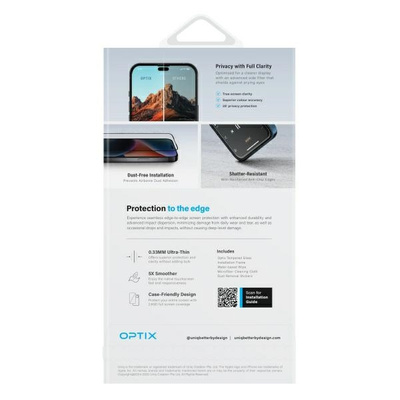 Uniq Optix Privacy gehärtetes Glas mit Sichtschutzapplikator für iPhone 16 Pro
