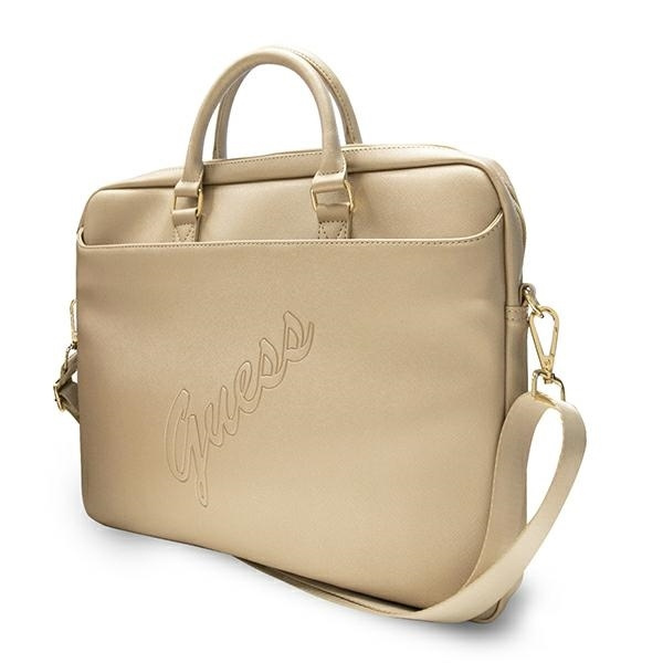 Guess Saffiano Script 16&quot; Laptoptasche - Gold
