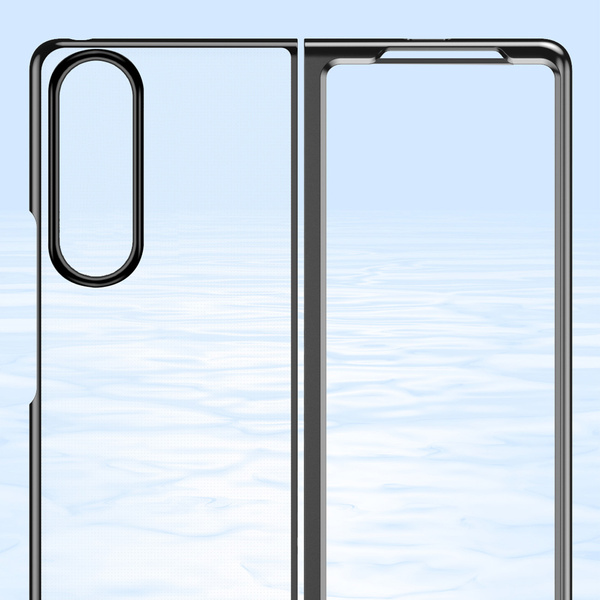 Plating Case für Samsung Galaxy Z Fold 4 Hülle mit schwarzem Metallrahmen