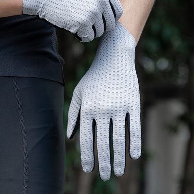 Rockbros Atmungsaktive Vollfinger-Fahrradhandschuhe, Größe: S - Grau