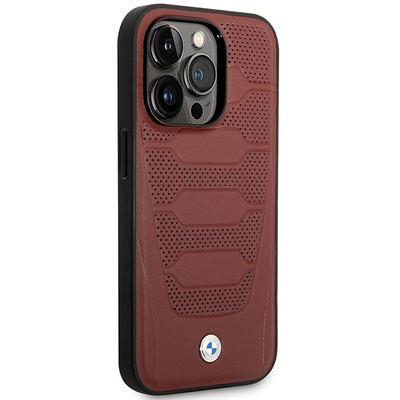 Case BMW BMHMP14X22RPSR iPhone 14 Pro Max 6.7&quot; Burgundy/burgundy Leather Seats Pattern MagSafe