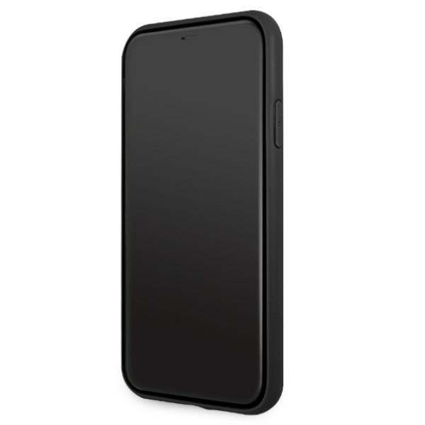 AMG AMHCN61GSEBK iPhone 11 6.1 &quot;black / black hardcase Leather Debossed Lines