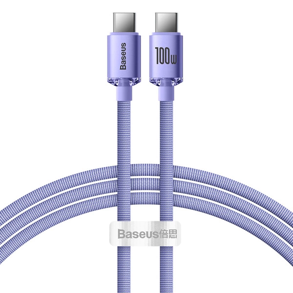 Câble série Baseus Crystal Shine Câble USB pour charge rapide et transfert de données USB Type C - USB Type C 100W 1,2m violet (CAJY000605)
