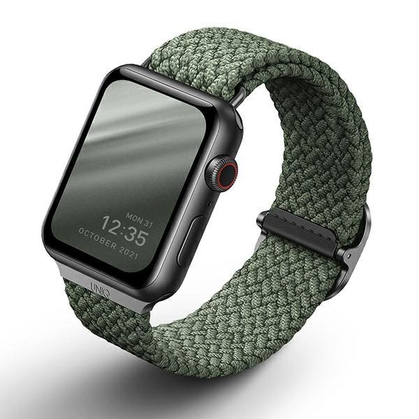 Pasek UNIQ Aspen Braided na Apple Watch 1/2/3/4/5/6/7/8/SE/SE2 44/42/45 mm - zielony