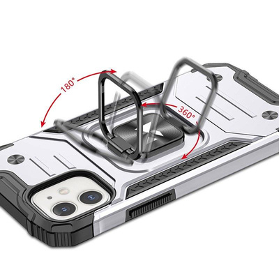 Wozinsky Ring Armor Hülle für iPhone 14 gepanzerte Hülle magnetischer Haltering silber