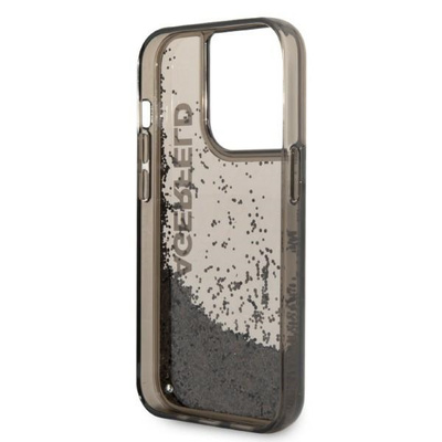 Karl Lagerfeld Liquid Glitter Elong Hülle für iPhone 14 Pro – Schwarz