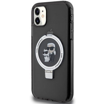 Karl Lagerfeld Ring Stand Karl&Choupette MagSafe case for iPhone 11 / Xr - black