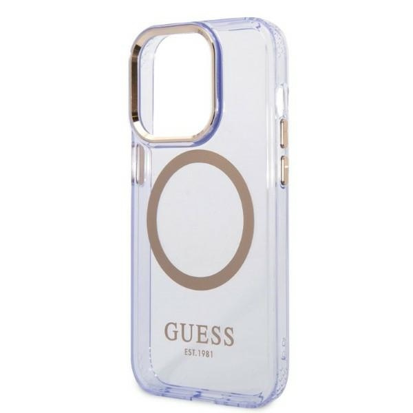 Guess Gold Outline Translucent MagSafe Case für iPhone 14 Pro Max 6,7&quot; - Lila