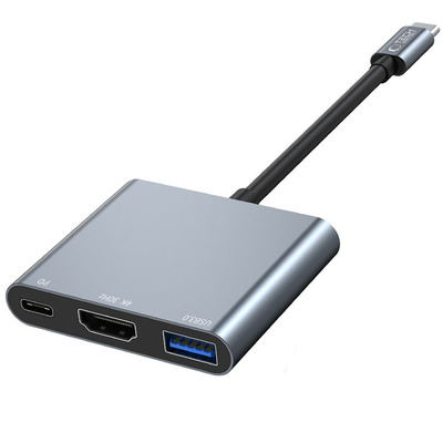 HUB Tech-Protect V1 3in1 USB-C – USB-A 3.0 / USB-C PD 100 W / HDMI 4K 30 Hz – Grau