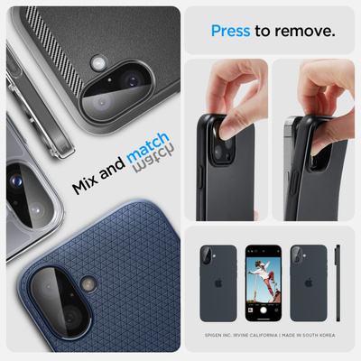 Spigen Optik GLAS.TR Camera Protector 2-PACK for iPhone 16 / 16 PLUS - Black