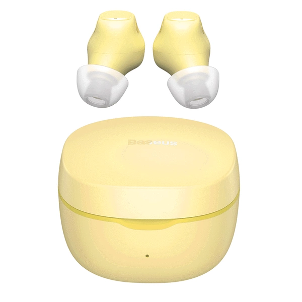 Baseus Encok WM01 TWS bezprzewodowe dokanałowe słuchawki Bluetooth 5.3 żółty Upgraded Version (NGTW240011)