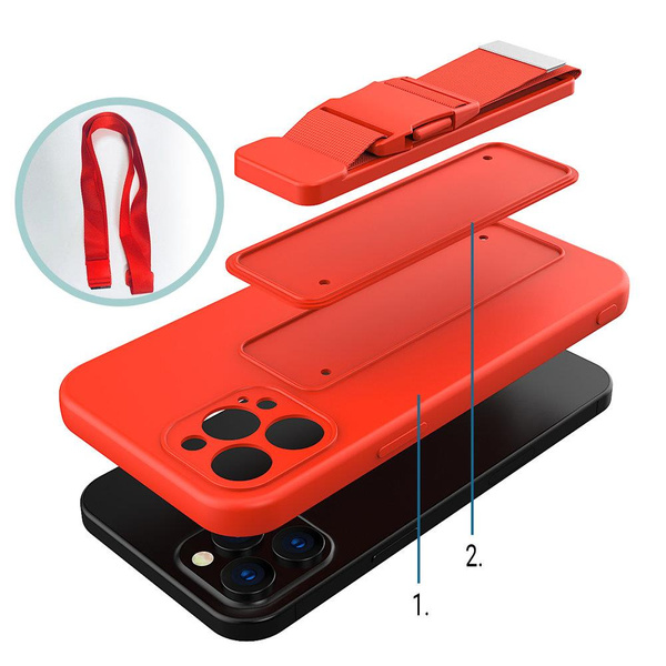 Kordeltasche Gelhülle mit Lanyard Kette Handtasche Lanyard iPhone 11 Pro Max rot
