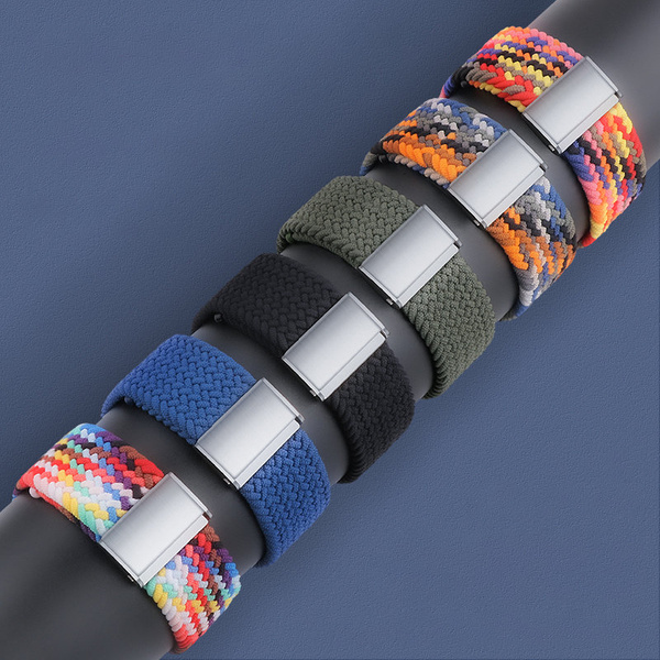 Strap Fabric opaska do Watch 9 / 8 / 7 / 6 / SE / 5 / 4 / 3 / 2 (41mm / 40mm / 38mm) pleciony materiałowy pasek bransoletka do zegarka czarny (5)