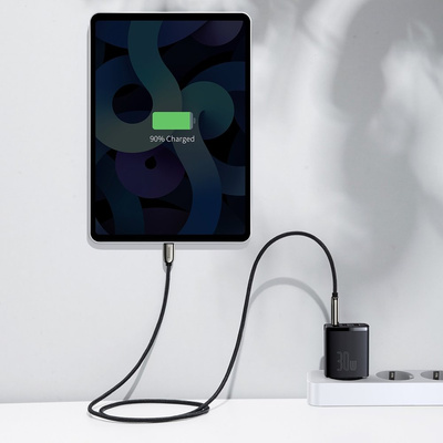 Baseus Compact Schnellladegerät 2x USB / USB Type C 30W 3A Power Delivery Quick Charge schwarz (CCXJ-E01)