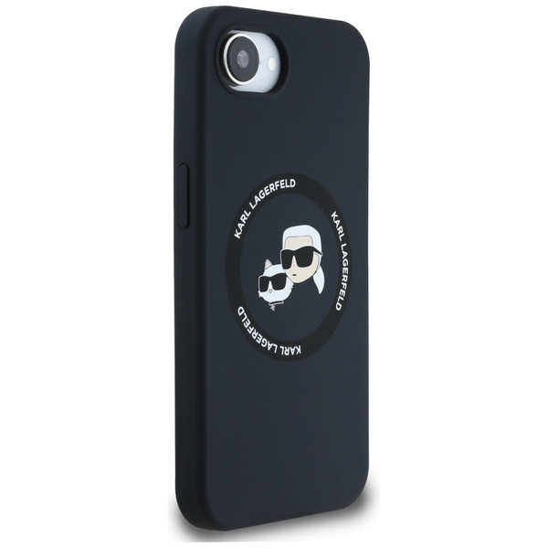 Karl Lagerfeld Liquid Silicone Karl & Choupette Heads Case with MagSafe for iPhone 16e - Black
