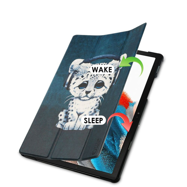 Tech-Protect SmartCase Hülle für Samsung Galaxy Tab A8 10.5 X200 / X205 – Blau mit einer Katze