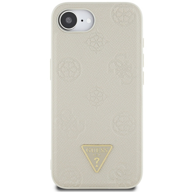 Guess Grained Hot Stamp Peony Triangle Logo MagSafe case for iPhone 16e - beige