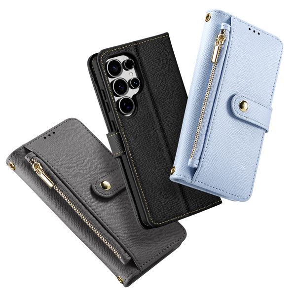 Etui skórzane Dux Ducis Lawa na Samsung Galaxy S25 Ultra z odłączanym portfelem magnetycznym - czarne
