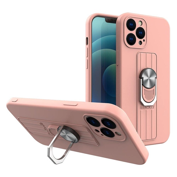 Ring Case Silikonhülle mit Fingergriff und Ständer für iPhone XS Max pink