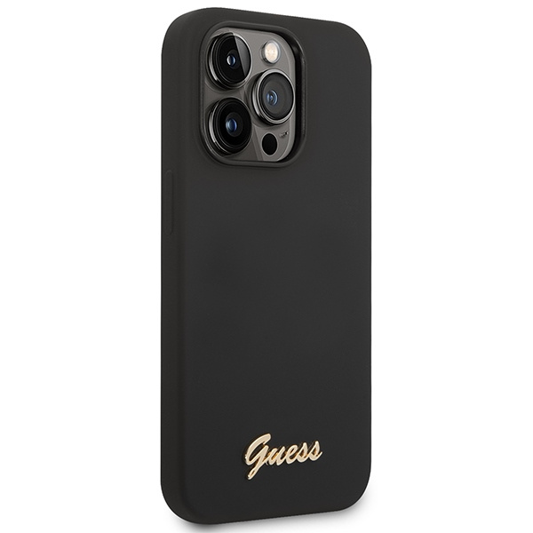 Guess GUHCP14XSLSMK iPhone 14 Pro Max 6.7" black/black hard case Silicone Vintage Gold Logo