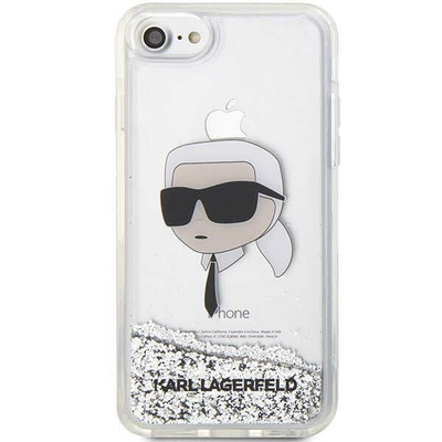 Etui Karl Lagerfeld Glitter Karl's Head na iPhone 7 / 8 / SE 2020 / SE 2022 - srebrne