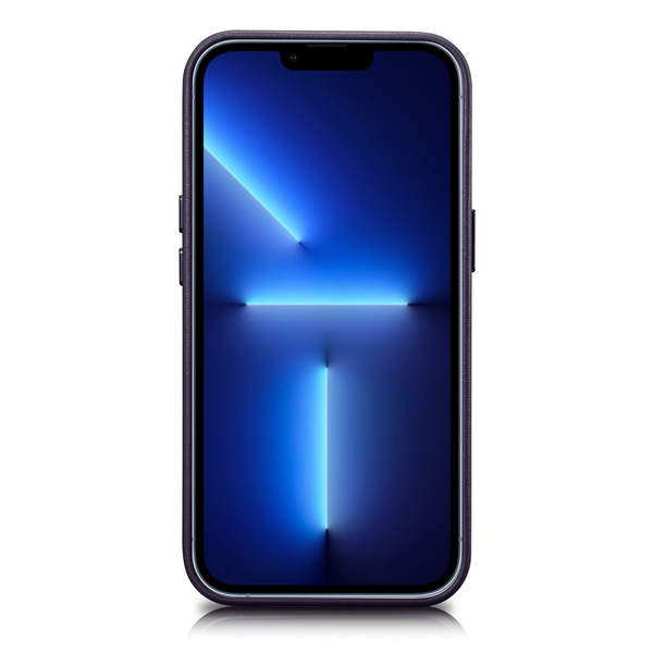iCarer Case Lederhülle für iPhone 14 Plus Dunkellila (MagSafe-kompatibel)