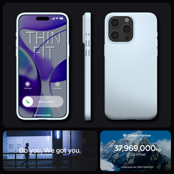 Spigen Thin Fit Hülle für iPhone 15 Pro Max – Hellblau