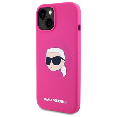 Karl Lagerfeld KLHMP15SSKHPPPLF iPhone 15 6,1&quot; Fuchsia/Fuchsia Hardcase Silikon Karl Head Print MagSafe