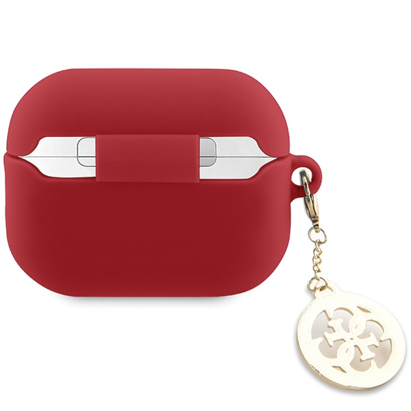 Guess GUAP23DSLGHDF AirPods Pro 2-Abdeckung roter 3D-Gummi-4G-Diamant-Charm