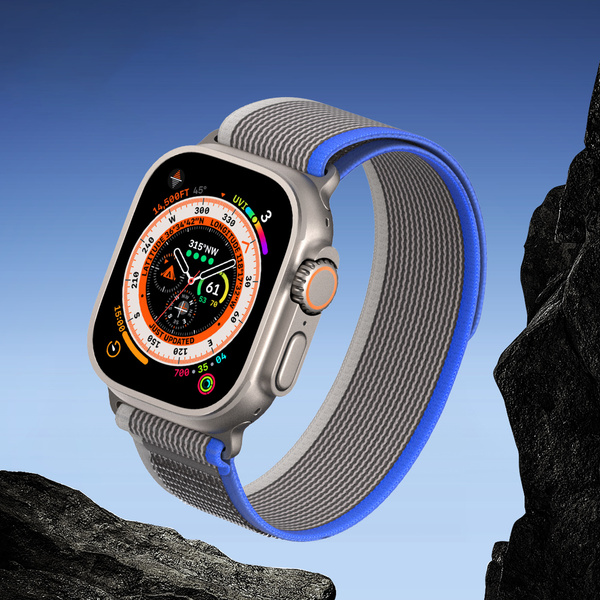 Sport Velcro Strap for Apple Watch Ultra / 9 / 8 / 7 / 6 / SE / 5 / 4 / 3 / 2 / 1 (42, 44, 45, 49 mm) Dux Ducis Strap YJ Version - Blue-Grey