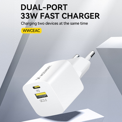 Wozinsky WWCEAC GaN USB-A USB-C 33W Wandladegerät – Weiß