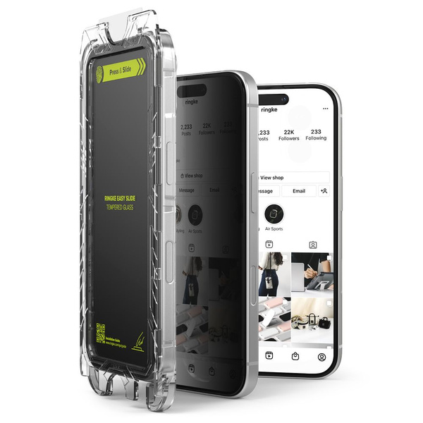 Ringke Easy Slide Privacy Glass 2er-Pack für iPhone 15 / 16