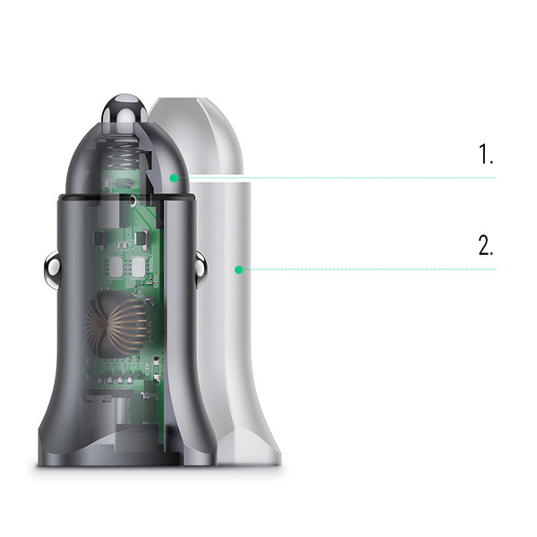 Ugreen Autoladegerät USB Typ C / USB 24W Power Delivery Quick Charge grau (30780)