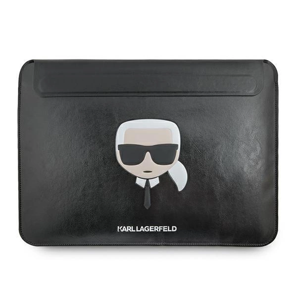 Karl Lagerfeld Ikonik Karl&#39;s Head Tasche für einen 16-Zoll-Laptop – Schwarz