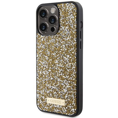 Guess Rhinestone Metal Logo case for iPhone 15 Pro - yellow 